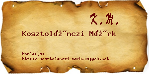 Kosztolánczi Márk névjegykártya