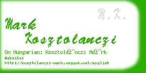 mark kosztolanczi business card